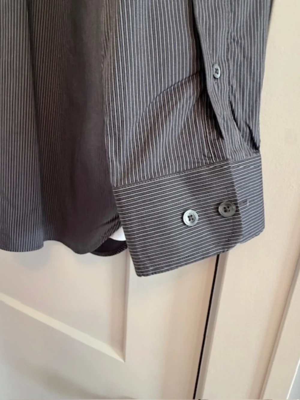 Banana Republic Men Large Standard Fit Cotton Dark Gray & White Check Shirt EUC